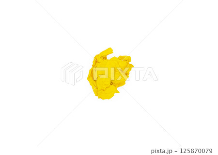 One yellow crumpled paper ball isolated on white. Blank for the designer. Ideas concepts with paper crumpled ball One yellow crumpled paper ball isolated on white. Blank for the designer. Ideas concepts with paper crumpled ball 125870079