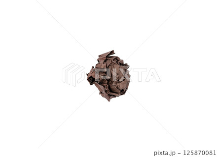 Brown crumpled paper ball isolated on white. Blank for the designer. Ideas concepts with paper crumpled ball Brown crumpled paper ball isolated on white. Blank for the designer. Ideas concepts with paper crumpled ball 125870081