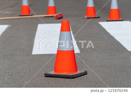 A road cones on the road. Road construction 125870240