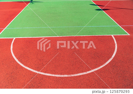 Detail of outdoor basketball court 125870293