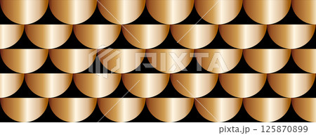 Golden circles geometric shapes on black background, seamless pattern. 125870899