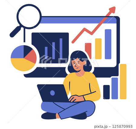 business analysis vector illustrations with charts and diagrams 125870993
