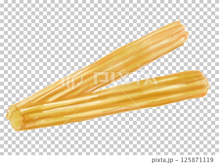 美味的油條手繪水彩插圖 美味的油條手繪水彩插圖 125871119