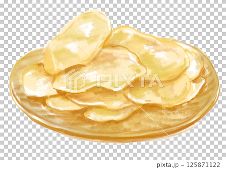 美味しそうなポテトチップスの手描き水彩イラスト 美味しそうなポテトチップスの手描き水彩イラスト 125871122