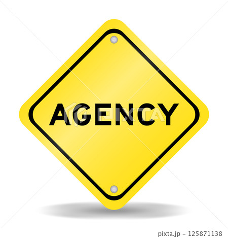 Yellow color transportation sign with word agency on white background Yellow color transportation sign with word agency on white background 125871138