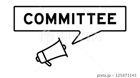 Megaphone icon with speech bubble in word committee on white background 125871143