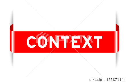 Red color inserted label banner with word context on white background 125871144