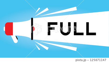 Color megaphone icon with word full in white banner on blue background 125871147