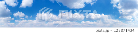 Panorama Blue sky and white clouds. Bfluffy cloud in the blue sky background Panorama Blue sky and white clouds. Bfluffy cloud in the blue sky background 125871434