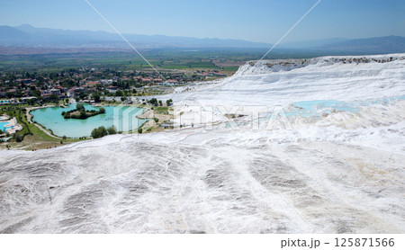 Pamukkale in Turkey. Turquoise pools in travertine terraces at Pamukkale Pamukkale in Turkey. Turquoise pools in travertine terraces at Pamukkale 125871566