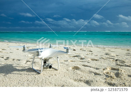 Drone is on the beach. island beach 125871570