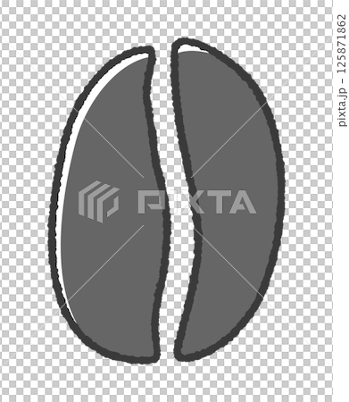 Stylish and cute hand-drawn coffee bean illustration material - A simple silhouette icon of a single black bean Stylish and cute hand-drawn coffee bean illustration material - A simple silhouette icon of a single black bean 125871862