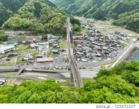 兵庫県香美町　余部鉄道　空の駅周辺の風景 125872327
