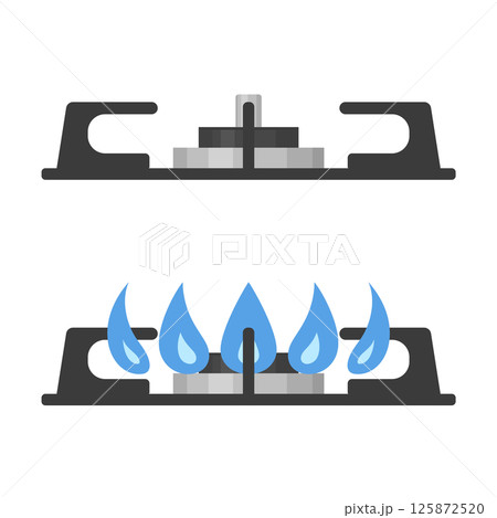 真横から見たガスコンロのイラスト_アップ 125872520