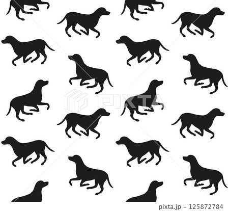 Vector seamless pattern of flat dog silhouette 125872784