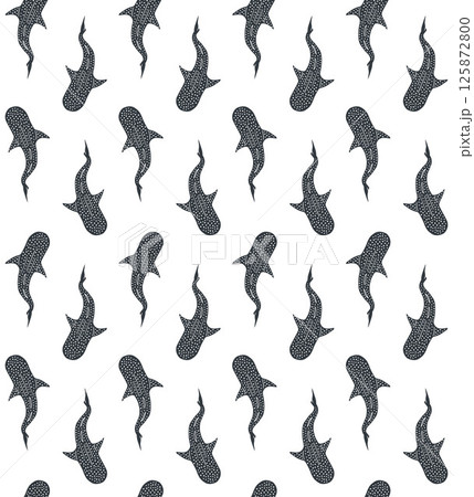 Vector seamless pattern of hand drawn whale shark Vector seamless pattern of hand drawn whale shark 125872800