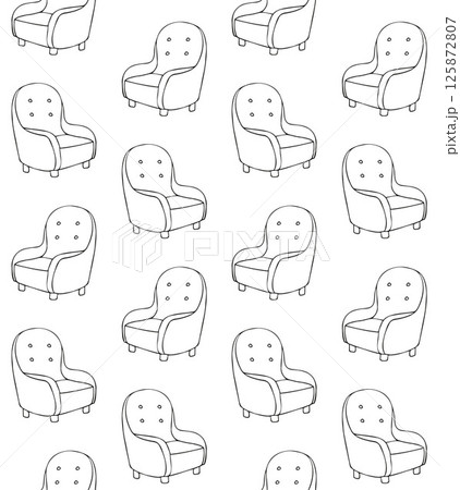 Vector seamless pattern of hand drawn armchair 125872807