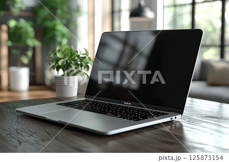 Laptop with blank screen. Perfect for symbolizing productivity 125873154