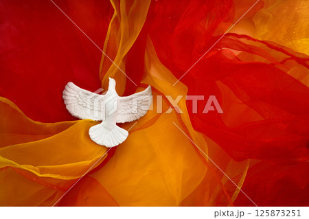 Pentecost Sunday. Pentecost background with flying dove 125873251