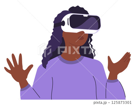 Dark Skinned Woman Exploring Virtual Reality Dark Skinned Woman Exploring Virtual Reality 125873301