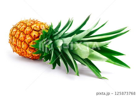 single whole pineapple on white background 125873768