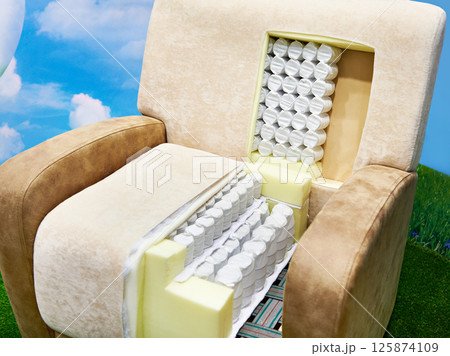 Design of armchair in section at exhibition 125874109