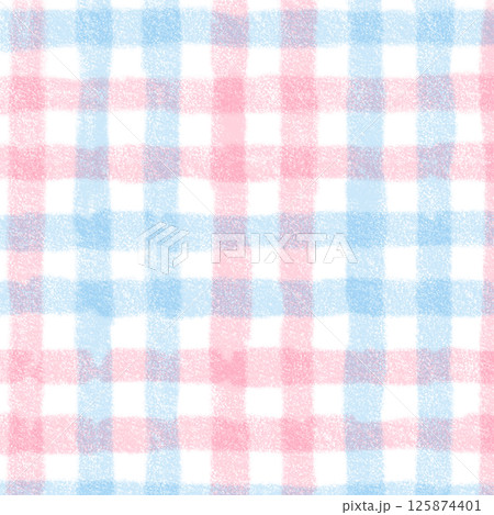 Baby Pink Blue Plaid Gingham Check Hand Drawn Background Pattern Overlay 125874401
