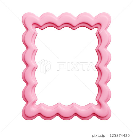 Scallop pink frame 3d border featuring shell-like scalloped edges. Rippling curves compose ornate rectangle edging. Dainty girlish flourish imparts quaint charm for invites, notes, backgrounds. 125874420