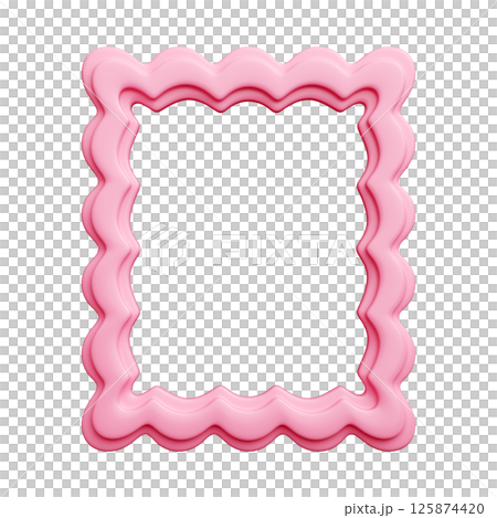 Scallop pink frame 3d border featuring shell-like scalloped edges. Rippling curves compose ornate rectangle edging. Dainty girlish flourish imparts quaint charm for invites, notes, backgrounds. 125874420