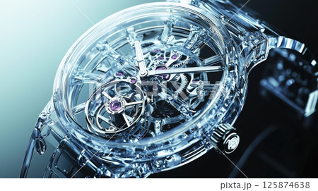 透明な機械構造の高級時計 125874638