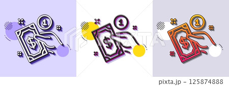 Payment method line icon. Halftone dotted pattern. Gradient icon with grain shadow. Give cash money sign. Line payment method icon. Various designs. Vector Payment method line icon. Halftone dotted pattern. Gradient icon with grain shadow. Give cash money sign. Line payment method icon. Various designs. Vector 125874888