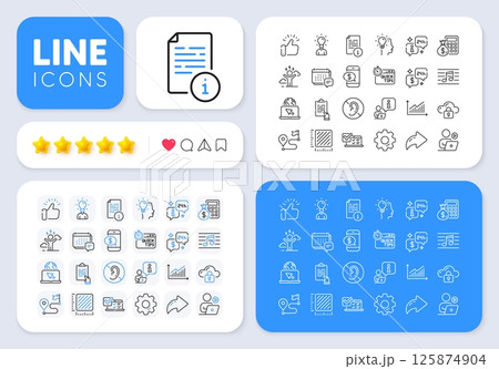 Cloud protection, Idea and Video conference line icons for web app. Message, Share, Like social media icons. Pack of Phone payment, Musical note, Education pictogram icons. Vector Cloud protection, Idea and Video conference line icons for web app. Message, Share, Like social media icons. Pack of Phone payment, Musical note, Education pictogram icons. Vector 125874904