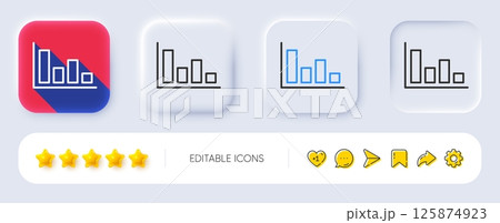 Histogram Column chart line icon. Neumorphic, Flat shadow, 3d buttons. Financial graph sign. Stock exchange symbol. Business investment. Line histogram icon. Social media icons. Vector 125874923