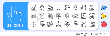 Check article, Article and Launder money line icons. Interest rate, AI generate, Inflation icons. Pack of 5g wifi, Lock, Building icon. Vector 125874946