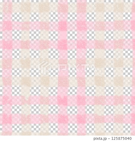 Pink Brown Beige Plaid Gingham Check Hand Drawn Background Pattern Overlay 125875040