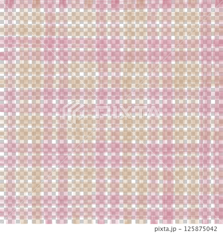 Pink Brown Beige Plaid Gingham Check Hand Drawn Background Pattern Overlay 125875042