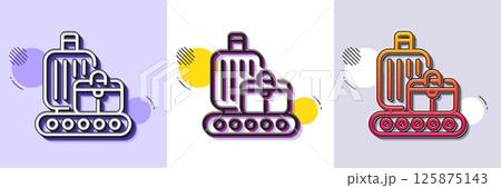 Baggage belt line icon. Halftone dotted pattern. Gradient icon with grain shadow. Travel bag claim sign. Handbag luggage symbol. Line baggage belt icon. Various designs. Vector Baggage belt line icon. Halftone dotted pattern. Gradient icon with grain shadow. Travel bag claim sign. Handbag luggage symbol. Line baggage belt icon. Various designs. Vector 125875143
