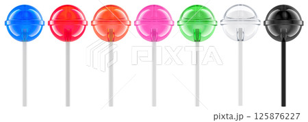 Set of colored lollipops, 3D rendering 125876227