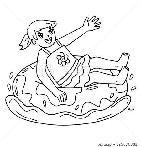 Swimming Girl Floating Over the Beach Isolated  125876882