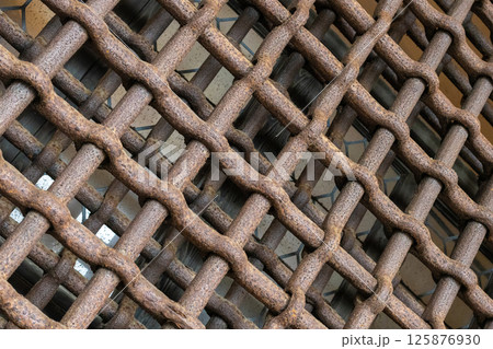 Close Up of Rusty Iron Grate Texture 125876930