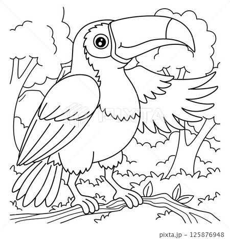 Bird Tucan Coloring Page for Kids  125876948