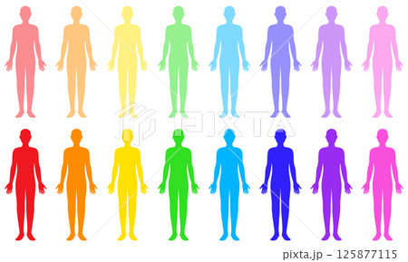 人のカラダのシルエット カラフル2パターンセット 125877115