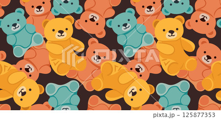 Vector seamless pattern with cute colorful teddy bears Vector seamless pattern with cute colorful teddy bears 125877353
