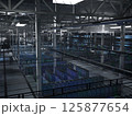 Advanced server hub managing large datasets for artificial intelligence training, model inference and real time data processing. High tech infrastructure running neural networks in data center 125877654