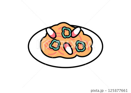 シンプルな洋食屋さんのナポリタンのイラスト シンプルな洋食屋さんのナポリタンのイラスト 125877661