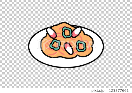 シンプルな洋食屋さんのナポリタンのイラスト シンプルな洋食屋さんのナポリタンのイラスト 125877661