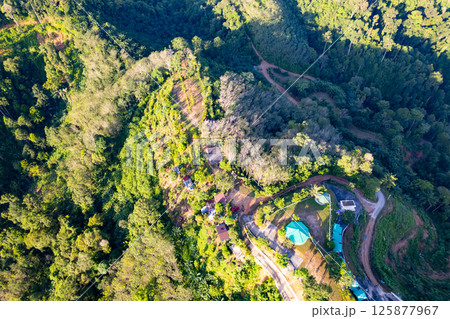 Aerial view landscape mountains background,Amazing nature mountains with campground at Phang Nga Thailand Aerial view landscape mountains background,Amazing nature mountains with campground at Phang Nga Thailand 125877967