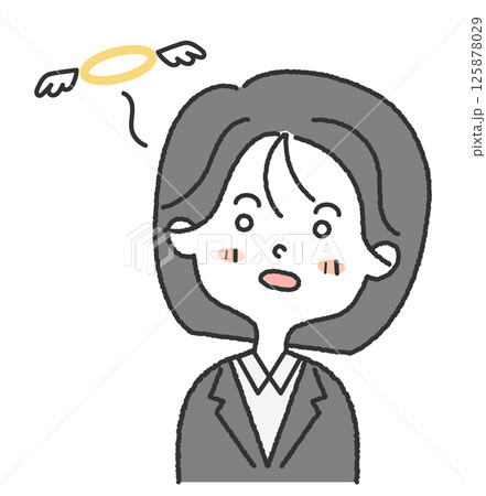 スーツを着た女性社員のチーンとなって魂の抜けた顔 125878029