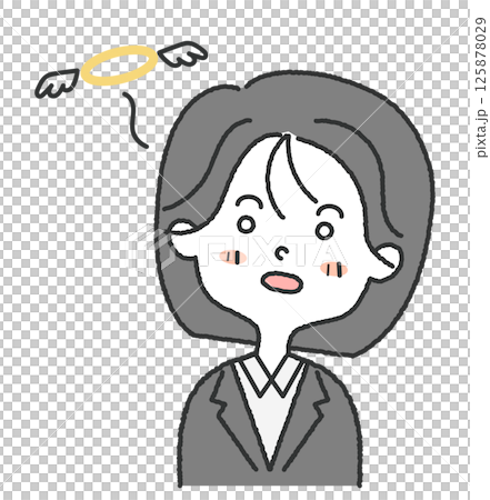 The blank, soulless face of a female employee in a suit 125878029