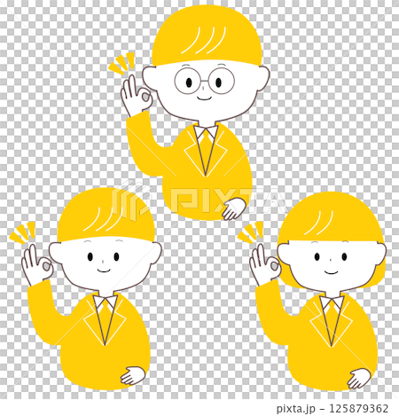 Cute men and women in suits giving OK signs 125879362